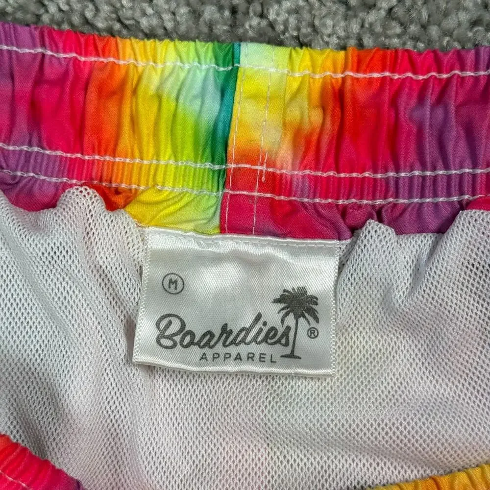 Boardies Apparel Mens M Rainbow Tie Dye Drawstring Lined Swim Board Shorts